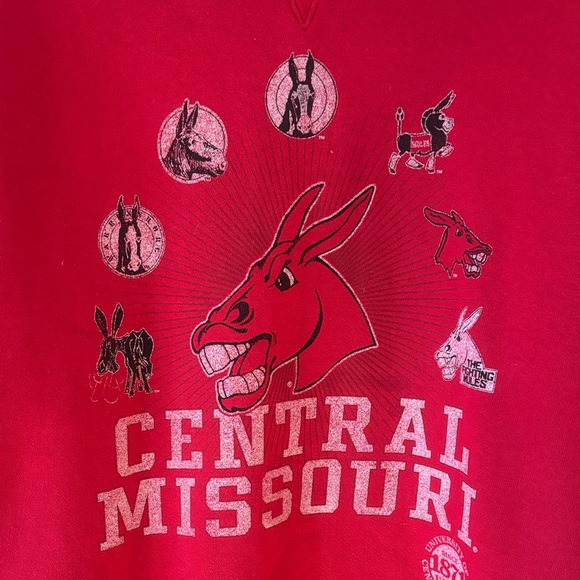 Central Missouri "Logo Hostory" Red Crewneck Sweater - Picture 3 of 7